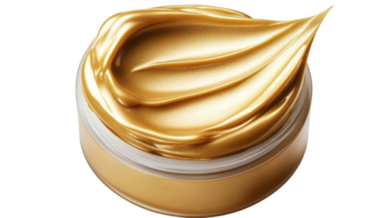 Gold cosmetic cream isolated on transparent background