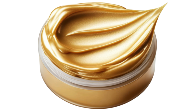 Gold cosmetic cream isolated on transparent background