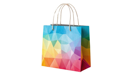 Colorful shopping paper bag isolated on transparent background