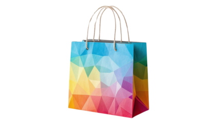 Colorful shopping paper bag isolated on transparent background