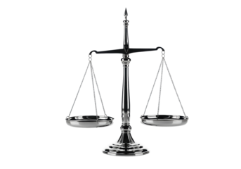 A highly detailed, exquisite, polished silver balance scale, empty and perfectly balanced, against a pristine transparent studio background with soft lighting, concept of justice and equilibrium