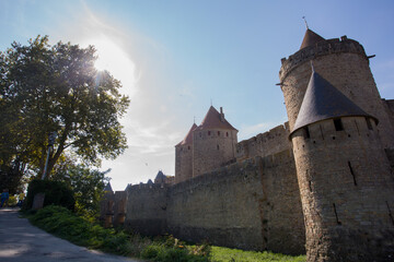 View of historic Carcassonne Castle in France