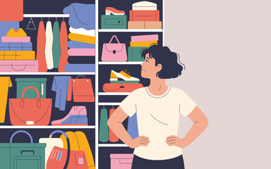 Woman Struggling to Organise her Closet