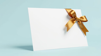 Elegant blank card with golden bow, perfect for any occasion. Ideal for invitations, greetings, or special messages