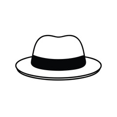 Minimalist black hat silhouette on a clean white background for design