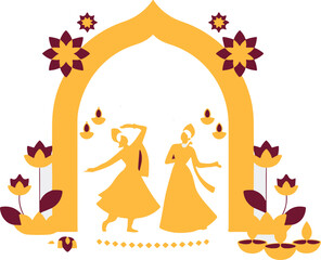 Naklejka premium Dancing silhouettes under a decorative archway art