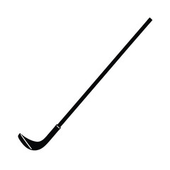 Black hockey stick silhouette on a clean white background for sports designs