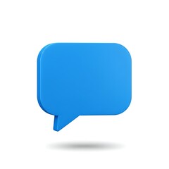 Naklejka premium 3D rendering of a blue speech bubble on a white background.