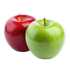A pair of apples green and red on transparent background.