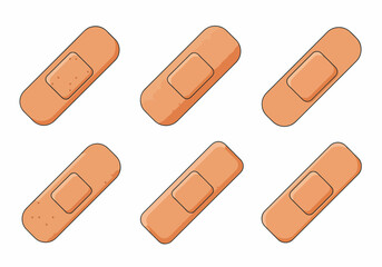 Collection of Adhesive Bandages Icons for First Aid and Medical Care