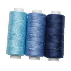 Sewing Threads in Blue Shades Gradient Color Palette for Textile Art Embroidery Projects and on transparent background