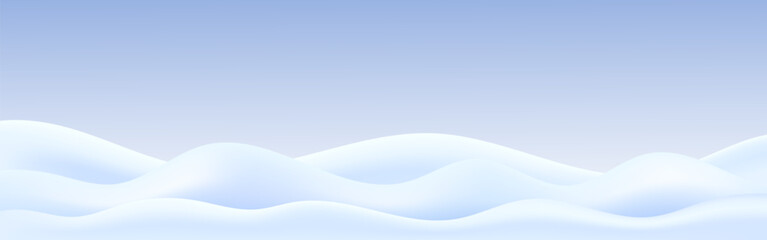 Abstract smooth 3D snow rolling waves or hills. This minimalist pastel colored winter landscape vector illustration