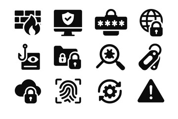 Icons scan tools icon folder secure vpn firewall connection program vector cloud