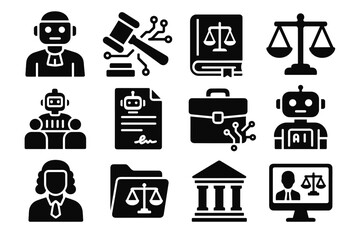 Brief vector justice icons courtroom circuits ai folder scales legal icon digital