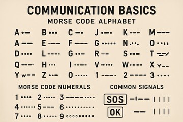 Morse Code Reference Chart with Alphabet Translation for Communication Learning