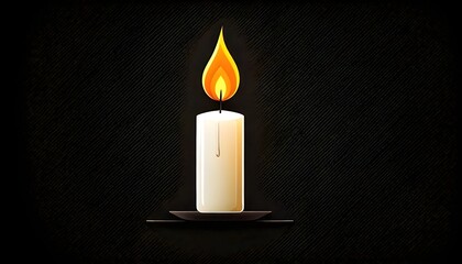 Burning Candle with Flame on Dark Background"