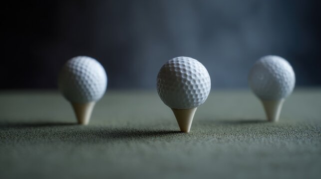 Three golf balls on a table depicting real-time zone entry angle scoring tool icon concept for golf analysis