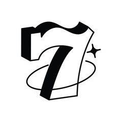 Lucky seven icon with white background vector stock illustration