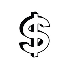 Dollar sign icon with white background vector stock illustration