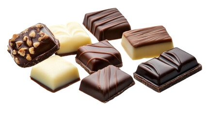 Pieces different chocol . isolated on transparent background.