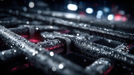 Bunch of silver objects arranged to illustrate an overlap precision grid concept for data visualization techniques