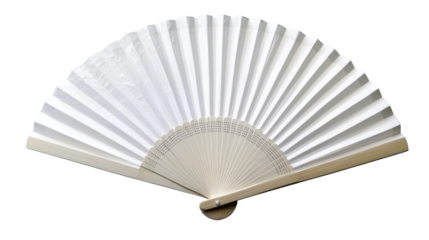 White Chinese folding fan. isolated on transparent background.