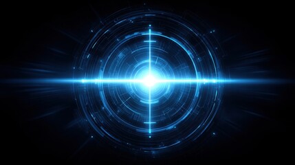 Bright blue light at the center of a circle representing focused analysis in retracement timing radar visualization