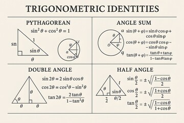 Trigonometric Identities and Formulas Cheat Sheet for Math Education