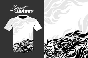 skull flame Jersey white ,abstrak black flames premium vektor