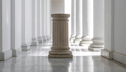 Classical Stone Column in a White Gallery