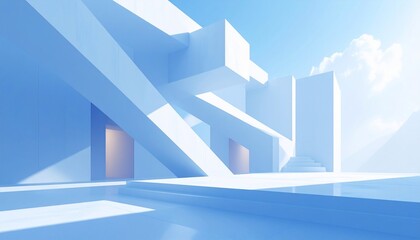 Fototapeta premium Geometric Architectural Design: A Modern and Minimalist Structure in a Bright Sky Scene