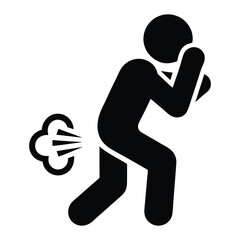 Person farting icon with cloud of gas