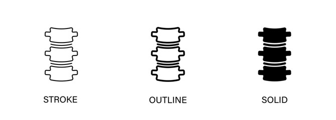 Spine icon for health, medical, bones. Vector stroke, outline and solid icons. Eps10 file.