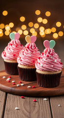 Pink cupcakes with hearts 