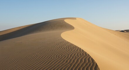 砂丘の滑らかな曲線 穏やかな光が優しく包む. AI Generated