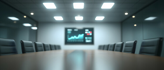 Business meeting, hologram and futuristic: Startup boardroom glows with futuristic style charts hint at progress and success, creating motivated atmosphere