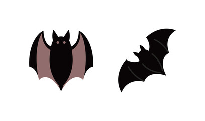 Two Stylized Bat Characters in Flat Design for Halloween and Wildlife Concepts