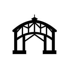 Silhouette of a wooden structure archway on transparent background