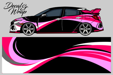 Pink car wrap design, sticker design and wrapping sticker for company branding vector