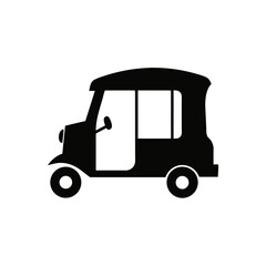 Silhouette of a black auto rickshaw icon on transparent background