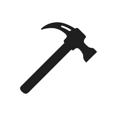 Silhouette image of a claw hammer tool on transparent background