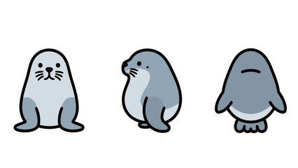 Adorable Seal Character with Multiple Views for Kids' Art and Marine Themes