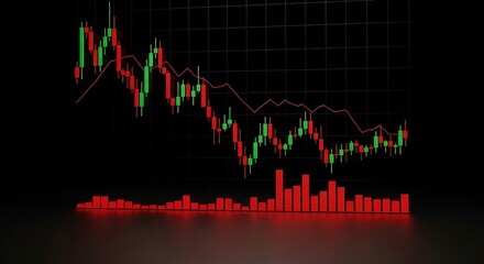 Red and Green Candlestick Chart Illustrating Market Decline
