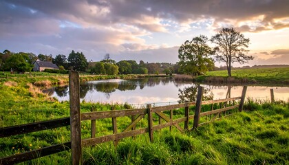 Obraz premium Peaceful rural landscape at sunset