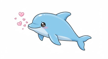 Fototapeta premium 愛らしいイルカ 優しい光に包まれて微笑む. AI Generated