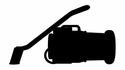 Fototapeta premium Silhouette of a vacuum cleaner with a hose and a handle extending upwards on a white background view