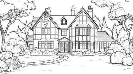 Monochrome house illustration