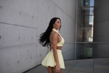 young woman in a dress