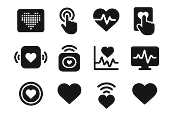 Smart interface sensor indicator touch tactile vibration pad vector heart rhythm icon