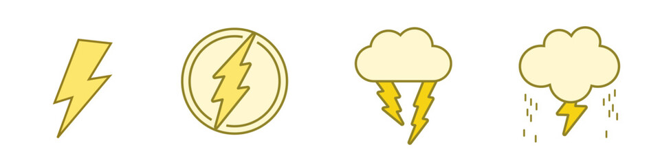 Set lightning bolt. Thunderbolt flat style - stock vector.	
